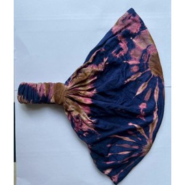 Boho Tie Dye Headband Handmade in Thailand Unisex Cotton Spandex Hair Wrap with Stretch Back Hippie Yoga Festival Style Soft and Breathable (Blue Pink, One Size)