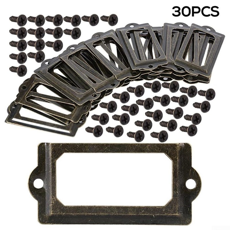 Clever Organization 30 Pack Antique Bronze Label Holders for Home
