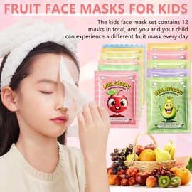 Yishifa 12 Pack Fruit Face Masks for Kids Teens Girls Spa Night Party Facial Mask Skincare Set, Moisturizing Sheet Masks Spa Party Supplies For Girls, Birthday Mother's Day Gifts for Women Men