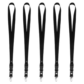 Black Lanyards with Removable Lobster Clasp, Pack of 5, Imitation Nylon Lanyards for Office, School, Fairs, Suitable for Mobile Phones, Business Cards, Keys and More