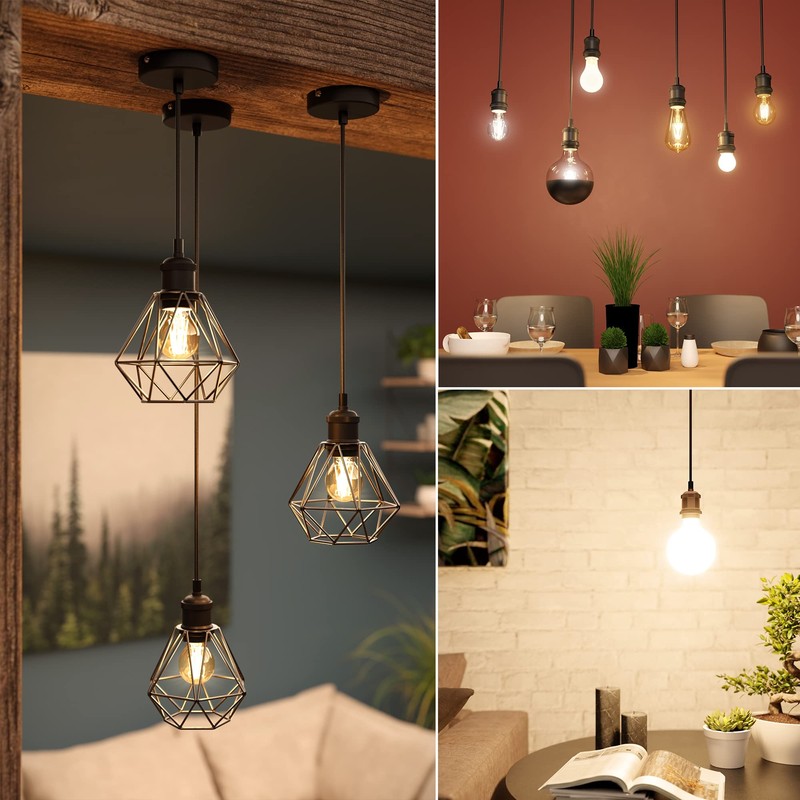 ledscom.de RETRA Pendant Light/Pendant Lamp, Textile Cable, Matte Bronze, 1x