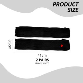 CHROMACRAFT 2 Pairs of Knitted Gloves, Arm Warmers, Long Fingerless Gloves, Cute and Cute Gloves, Clothing Accessories, black, M