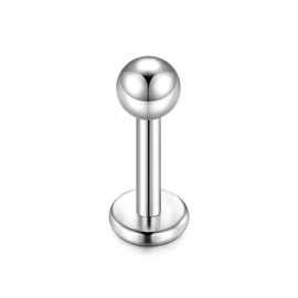 Cizme 925 Silver Lip Piercing 16G 6/8/10/12 mm Labret Lip Bar Cartilage Tragus Nose Screw with CZ Earring Jewellery, Silver