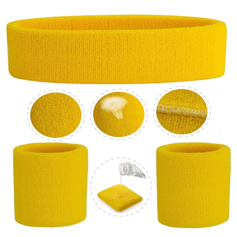 ONUPGO Sweatband Set, Sports Headband Wristband Set (6PCS) Sweatbands Terry