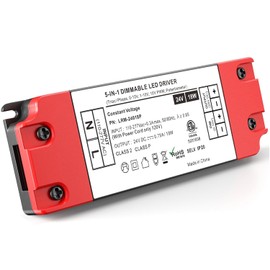 18W 24V Dimmable LED Driver, 5 in 1 TRIAC/0-10V/1-10V/10V PWM/RX AC to DC Lighting Power Supply Transformer for All Lutron & Levition Dimmer, Constant Voltage Projects, UL&FCC-Listed, Class 2