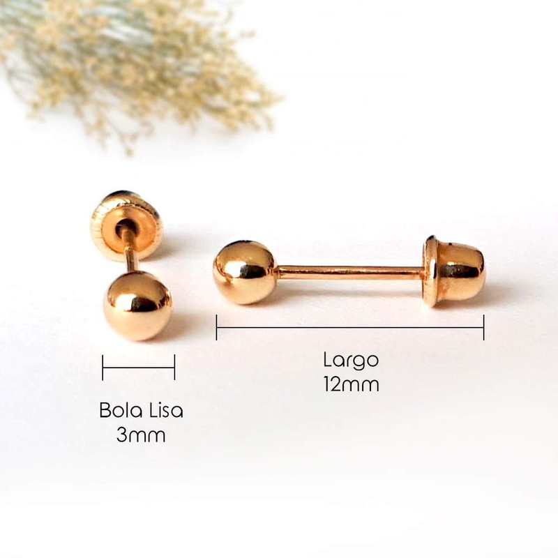 Aretes bebé oro 10 kilates dormilonas (3mm)