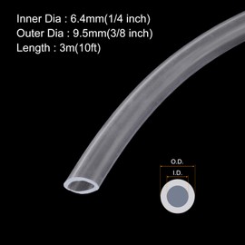 MECCANIXITY Clear PVC Tubing 1/4" ID 3/8" OD Plastic PVC Tube Flexible Water Hose 10ft for Industrial Tubing, Aquariums, Pump, 6.4mm x 9.5mm, with 2pcs Clamps