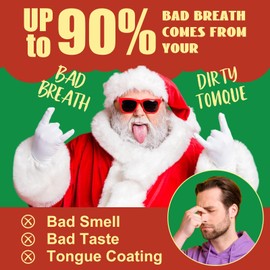 Honoson 12 Pieces Tongue Scraper for Adults Christmas Stocking Stuffers for Men Women Gifts Tongue Cleaner with Santa Box Gifts for Christmas Men Women Dad