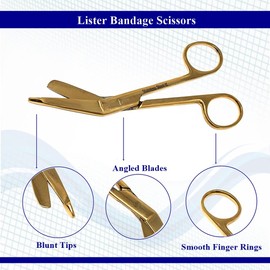 Bandage Scissors 4.5" Nurse Vet Tech Gift - Made of Stainless Steel - First Aid, Used For Cutting Gauze, Tape, Clothing Bandages, Vet Wrap Adhesive Removal (Gold)