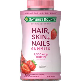 Nature's Bounty Optimal Solutions Nature's Bounty Optimal Solutions Hair, Skin and Nails Gummies with Biotin, 25000 mcg, Strawberry Flavored, 200 Count