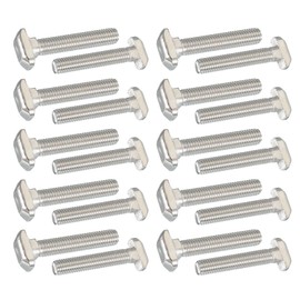 PATIKIL M8 x 43mm Threaded Groove Bolts 20pcs Drop In Bolt Hammer Head T Bolt Standard 8mm Sliding Screw for 40 Series Aluminum Extrusion Profile Silver