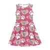 Summer Dress Pink Paw Cute Cats Print Soft Girls Custom