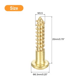 sourcing map Wood Screws M3.5 x 20mm Slotted Round Head Brass Self-Tapping Screw 30 Pcs