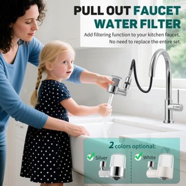 CECEFIIN Sink Faucet-Mounted Water Filters - 720 Rotating Water Filtration System, 2-Mode Spray, Carbon Filter Cartridges for Reduces Chlorine, Hard Water Softener, Last 528 Gallons Tap Water Purifier
