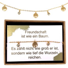 ONDEGO® Edelstahl gold silber Lebensbaum Freundschaft HANDMADE in GERMANY Armband Freunde beste Freundin Freundschaftsarmband (Gold)