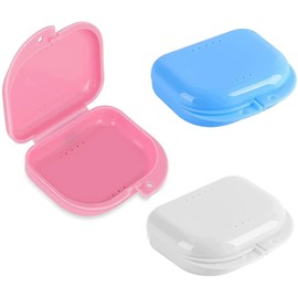 Retainer Case,3Pcs Denture Case Box,Denture Storage Box Case,Mouth Guard Case,Aligner Case,Denture Case Dental Appliance Cleaning Case,Denture Cup,Denture Storage Box Oral Protective Case with Hole