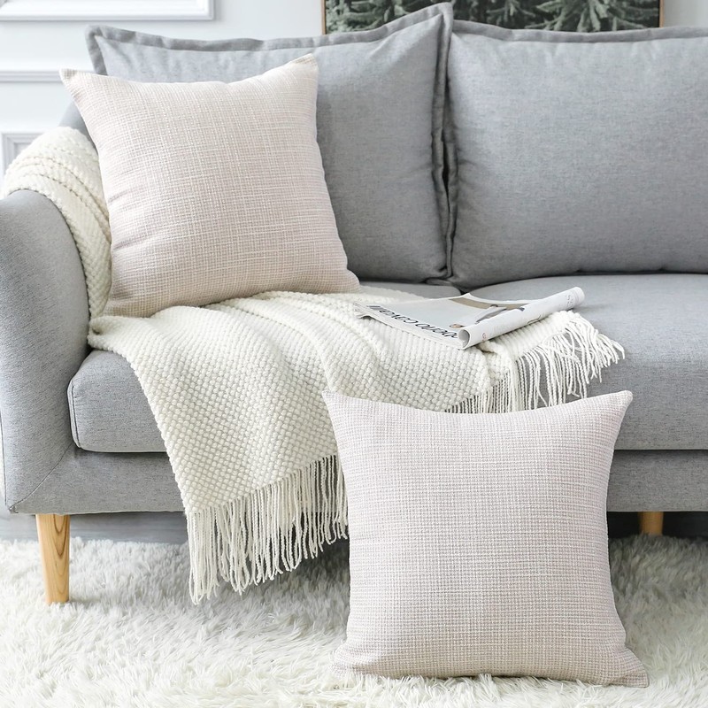 Artscope Cushion Covers Set of 2 Linen Decorative Square Pillowcases