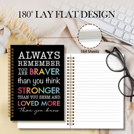 OINDADE Inspirational Motivational Notebook Journal, Inspirational Gifts Spiral Notebook, You are Brave Motivational Notebooks Gifts for Women, Positive Gifts School Office Supplies, 6x8.2In（Black）