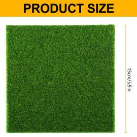 Lotsdonxia 4 Pcs Artificial Grass Mats - 15x15 Cm Turf for Miniature Gardens Decoration, Life-Like Micro Landscape Mats for Terraces and Outdoor Spaces