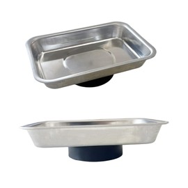 ZCLGOOD 2PCS Magnetic Parts Tray, 3.6”x2.5” Stainless Steel Rectangular Holders for Screws Bolts Nuts, Strong Magnet Tool Organizer, Thickened Bowl Design for Mechanics Workshop Use