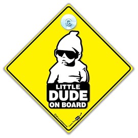 Little Dude on Board Car Sign, Hoodie Baby On Board SignBaby on Board Sign, Baby on Board Car Sign, Baby Car Sign, Baby Boy Car Sign, Deter Tailgaters with This Baby Car Sign 14cm x 14cm