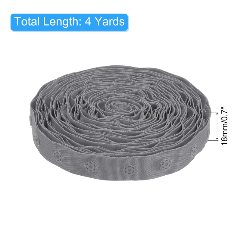 MECCANIXITY 4 Yard Snap Button Tape for Sewing, Cotton Snap