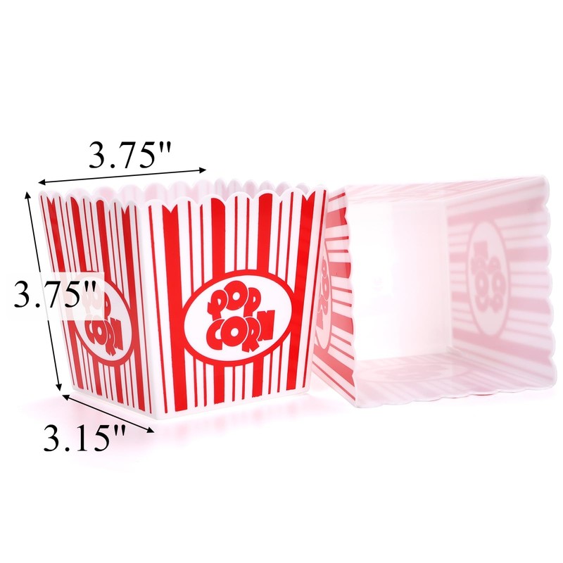 Tebery 30 Pack Plastic Open-Top Popcorn Boxes Reusable Popcorn Containers
