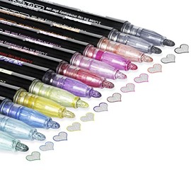 Super Squiggles Outline Shimmer Markers Set of 12: Double Line Outline Metallic Markers Pens Art, Glitter Markers for Kids Journal, Photo Album, Scrapbook Album, and Greeting Card Making