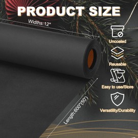 PATIKIL Wrapping Paper, 12"x600"(50') 80 GSM Craft Paper Roll Kraft Packing Paper for Poster Bulletin Board, Gift Wrapping, Flower Bouquet Wrapping, Black