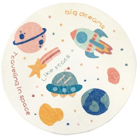 ABREEZE Round Kids Play Mat 4ft,Fluffy Faux Wool Kids Rug Kids Nursery Door Mat Soft Plush Non-Slip Childrens Carpet for Bedroom Living Room Kids Playroom