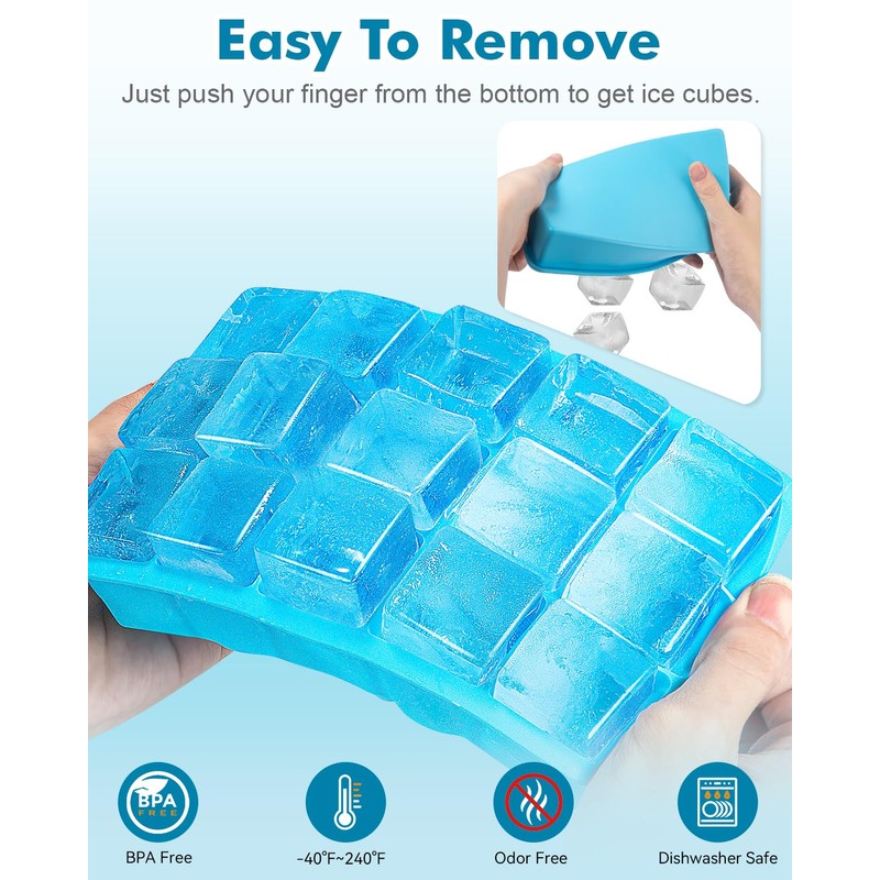 2 Pack Ice Cube Trays, ZDPMK Silicone Easy Release Flexible