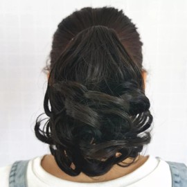 Generic Peluca De Pelo Rizado Corto Negro Natural, Cola De Caballo,