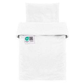 MAKIAN Baby Bed Linen Set - 80 x 80 cm / 35 x 40 cm - 2-Piece Children's Bedding (Duvet Cover, Pillowcase) Made of 100% Cotton - Suitable for Baby Cot, Bassinet, Pram (White)