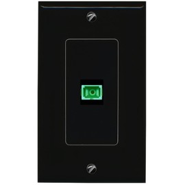 RiteAV 1 Port Fiber Optic Coupler Jack SC Simplex Singlemode APC Wall Plate - 1 Gang Black/Black