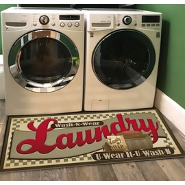 Ukeler Laundry Room Rug, Laundry Room Floor Rug for Wash Room Non Skid Kitchen Floor Mat Non-Slip Rubber Area Rug 20x59