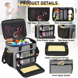 GMAK Pet Grooming Bag, Dog Grooming Tote Bags Supplies Organizer Case Pets Tools Organizer Tote for Dog Cat Grooming Tool Kit and Accessories, Grey(Bag Only)