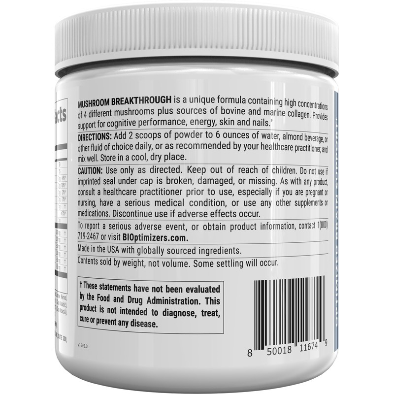 BiOptimizers Chocolicious Mushroom Breakthrough | Nootropic Supplement Blended Powder of