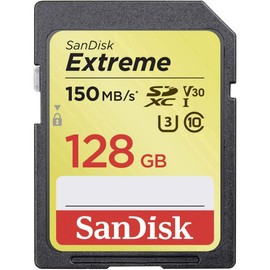 SanDisk 128GB Extreme SDXC UHS-I Memory Card - 150MB/s, C10, U3, V30, 4K UHD, SD Card - SDSDXV5-128G-GNCIN