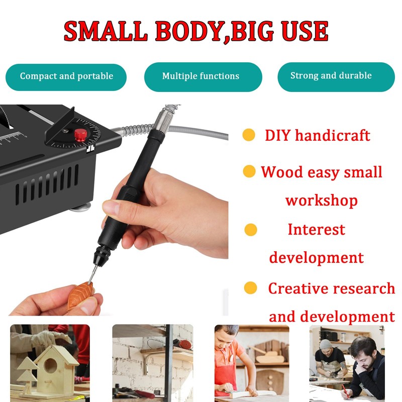 Mini table Saw, 7 Speed Adjustable Power Supply,Multi-Functional mini Table