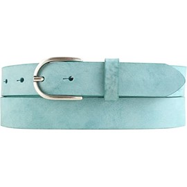BELTINGER Children's Belt Made of Soft Full Cowhide Leather Vintage Look 3 cm Leather Belt for Girls 30 mm Narrow Belt Used Look, Turquoise, Antique Silver