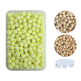 PAMIR TONG 550pcs 6mm Striped Round Smooth Space Polymer Heishi Preppy Cute Bulk Beads for Earring, Necklaces, Bracelet Jewerly Making & DIY Crafts (Neon Yellow #456)