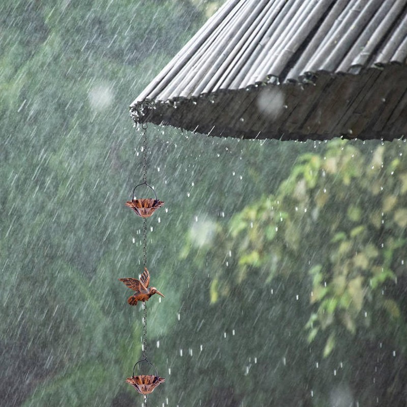 8.5Ft Copper Rain Chains for Gutters, Lotus Rain Catcher Chain