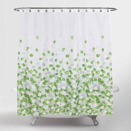Wolke sieben Premium Shower Curtain, Bathroom Curtain, Polyester, Waterproof, Washable, Anti-Mould, Reinforced Hem with Weighted Band, Set Including 12 Hooks, Metal Eyelets (Green, 180 x 180 cm)
