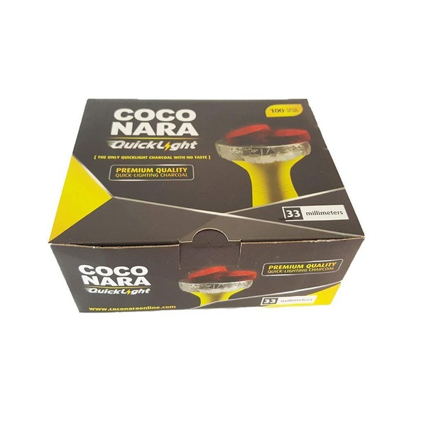 Coco Nara Quick Light Fast Hookah Charcoal 33mm Medium Coals Box 100 Pcs