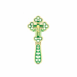 IS Holy Cross Hand Blessing Cross for Priest and Prayers Crucifix Orthodox Catholic Crucifix Metal Art Double Sided Cross Give Blessing and The Spiritual Sacred 6.5 In - HC01, Green