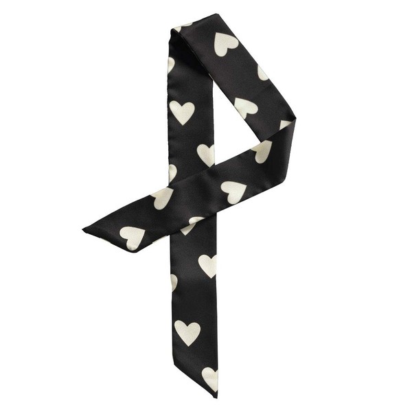 Allegra K Women Skinny Ribbon Neckerchief Heart Pattern Narrow Hair