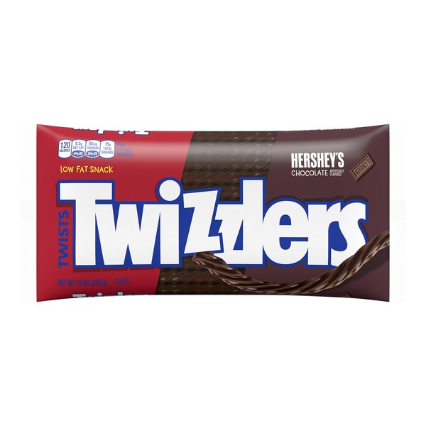 TWIZZLERS Twists HERSHEY'S Chocolate Flavored Chewy Candy, Bulk, Low Fat, 12 oz Bags (24 Count)