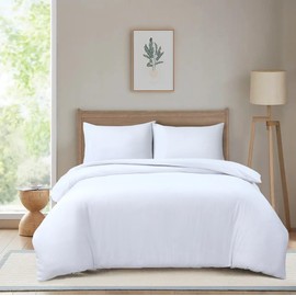 Hadi London Microfibre Duvet Cover Set Single Double King Soft Breathable Brushed Bedding Set Quilt Cover with 2 Matching Pillowcase (White, King)
