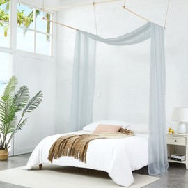 Warm Home Designs Silver Grey Bed Canopy Curtains in 55 x 144 Inch Size. Our Twin Canopy Bed Curtains Work Great as Kids Canopy, Bed Scarf, Bed Curtain or to Enhance Bed Decor. BC Silver 144"