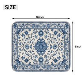 Dish Drying Mats for Kitchen - Super Absorbent Dish Dryer Mat for Countertops Microfiber Dishes Drainer Pad Hide Stain Draining Rack Mat Gadgets for Easy Clean Multi-Use 16"x18",Blue and White